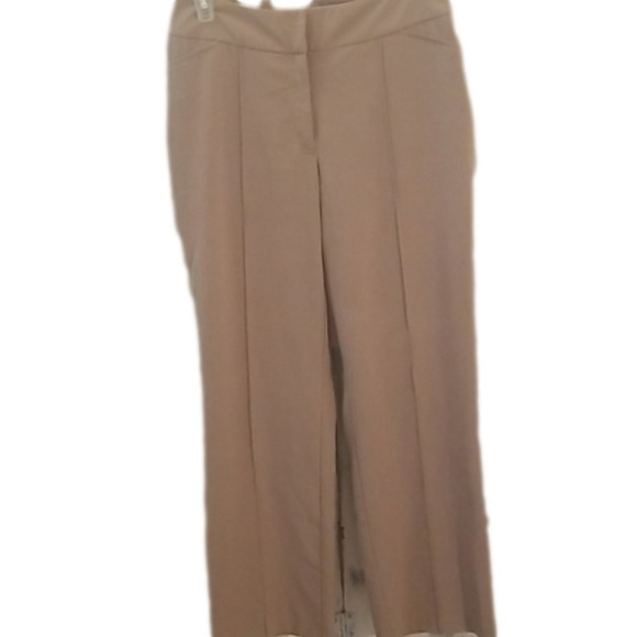 Nine Company Basics Beige Pants Women 4P Flat Front Straight Leg Career Zip Up - Picture 1 of 4